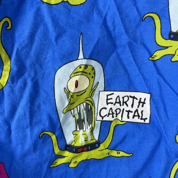 Cakeworthy x The Simpsons Kang & Kodos Button-Up Shirt Mens Small Blue Alien - Picture 2 of 9